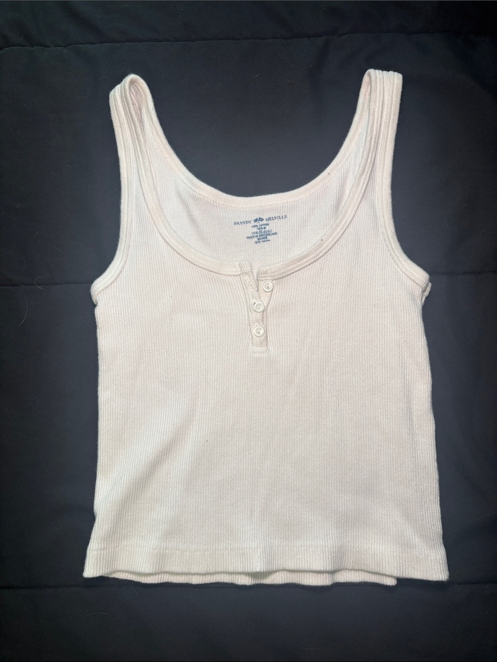 Brandy Melville White Ribbed Henley Tank